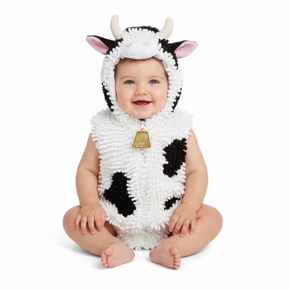 Going Wild Baby Cow Halloween Dress Up Animal Costume - Plush Vest - Size 3-6M